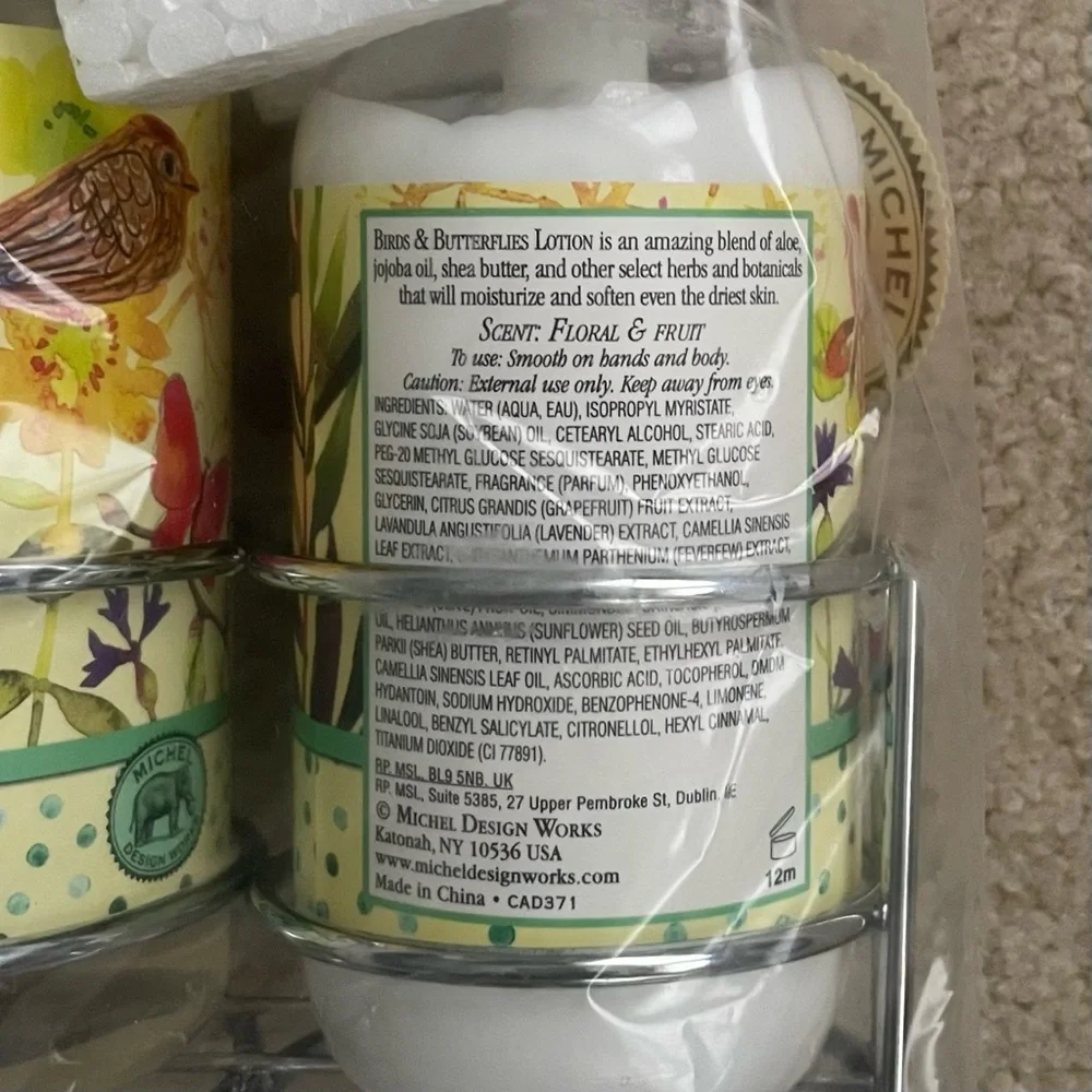 Michel Design Works Birds & Butterflies Soap and Lotion Handcare Caddy